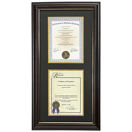 BAZIC Document Frame W/Gold Border 8.5\" X 11\", Plastic Cover Certificate Photo Diploma Frames Display Certificates At Office Home School 3 Pack